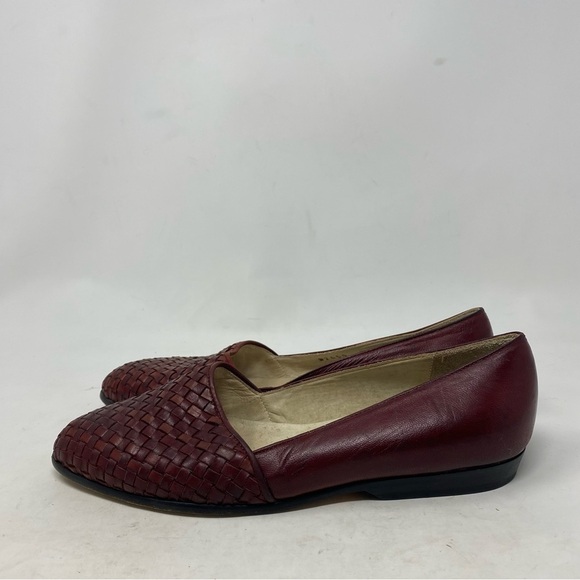 Cole Haan Women’s Burgundy Red Leather Woven Flats Size 7 - Picture 1 of 7